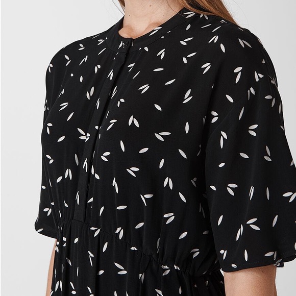 WHISTLES Eva Camilla Printed High Low Midi Dress in Black - Picture 3 of 9